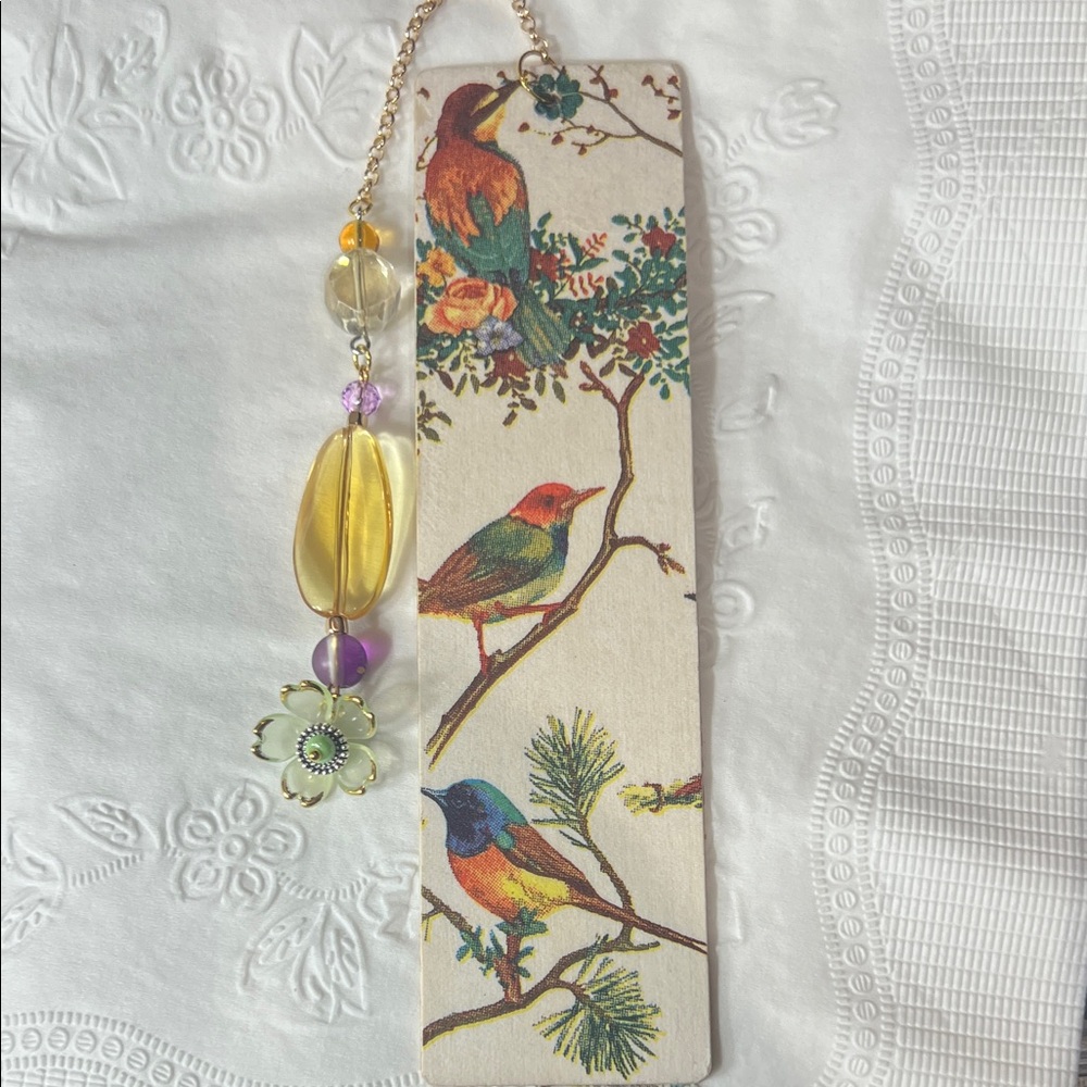 Colorful Bird Bookmark with Beaded Tassel